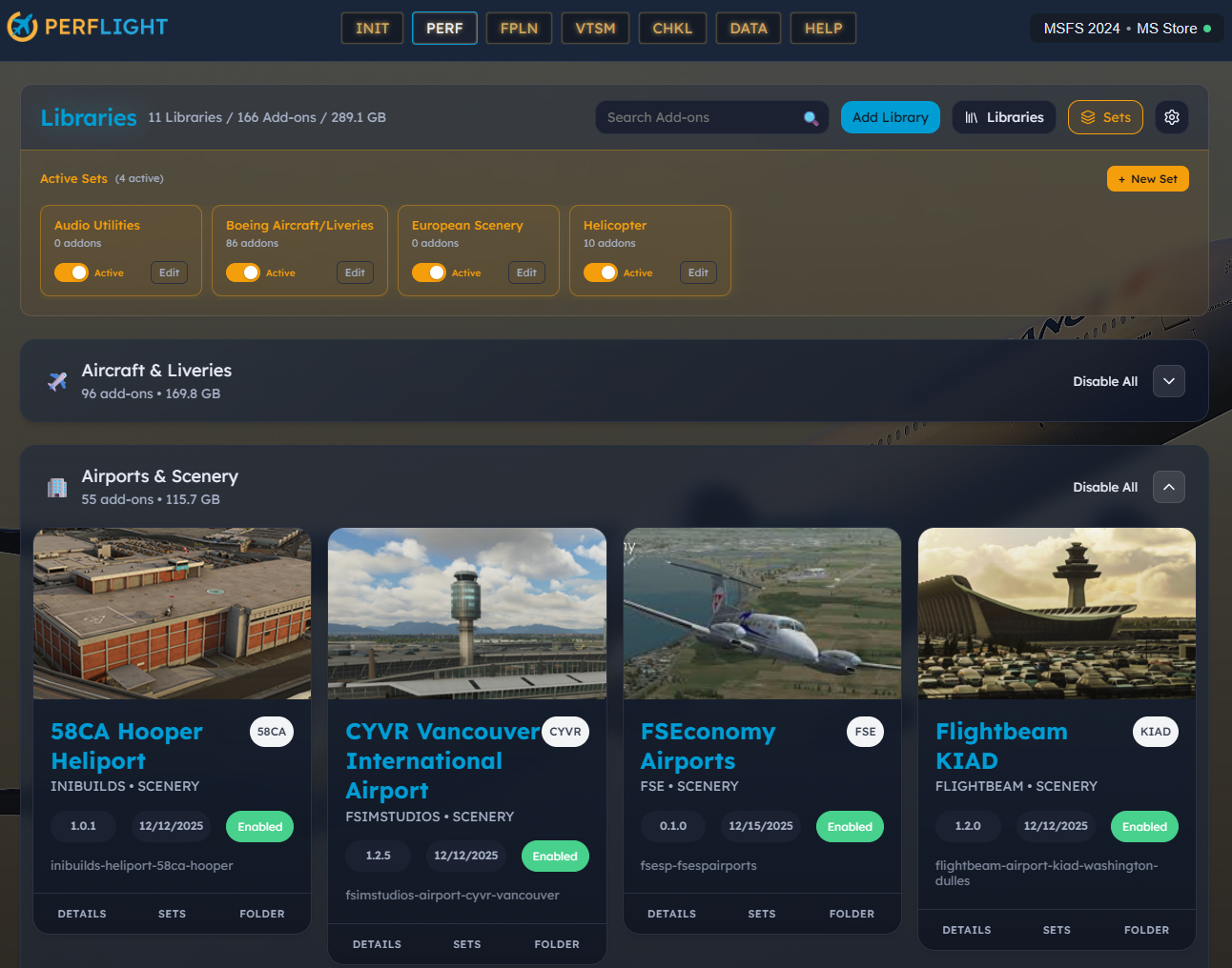 Group addons into sets for easy activation